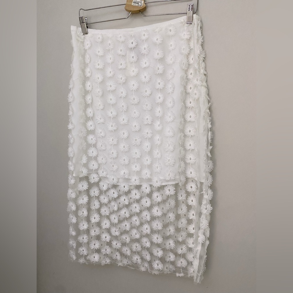 Anthropologie White Daisy Lace Midi Skirt - Picture 7 of 7